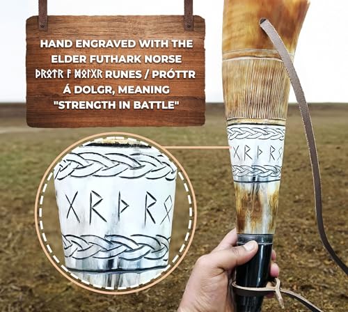 Image of Norse Tradesman Viking War Horn, Genuine Ox Horn, 18 in, Battleseer