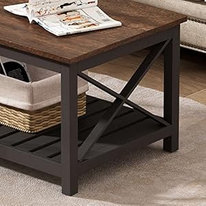 Choochoo coffee table rustic vintage farmhouse living room table with shelf 40  urban country home decor