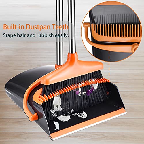 Fyeme Besen Und Kehrschaufel Set Edelstahl 124cm Kehrschaufel Set Rostbeständig Faltbar Langlebig Aufrecht Broom and Dustpan Set für Haushalt Küche Büro Street – Bild 6
