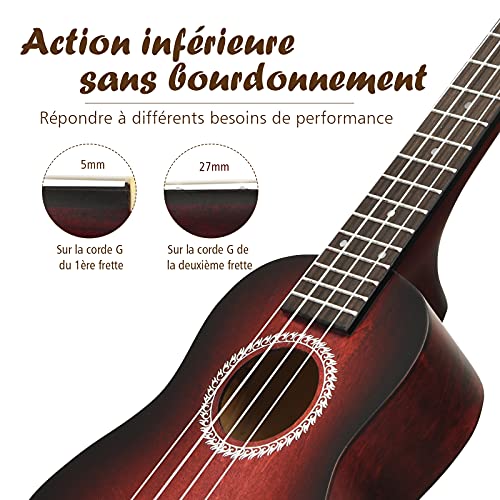 COSTWAY 21 Pouces Ukulélé Kit, Uke En Bois Pour Débutant Enfant Adulte, avec Sac de Transport, Accordeur Numérique… - Les Beatles, Paul McCartney, John Lennon, RIngo Starr, George Harrison COSTWAY 21 Pouces Ukulélé Kit, Uke En Bois Pour Débutant Enfant Adulte, avec Sac de Transport, Accordeur Numérique… – Image 5