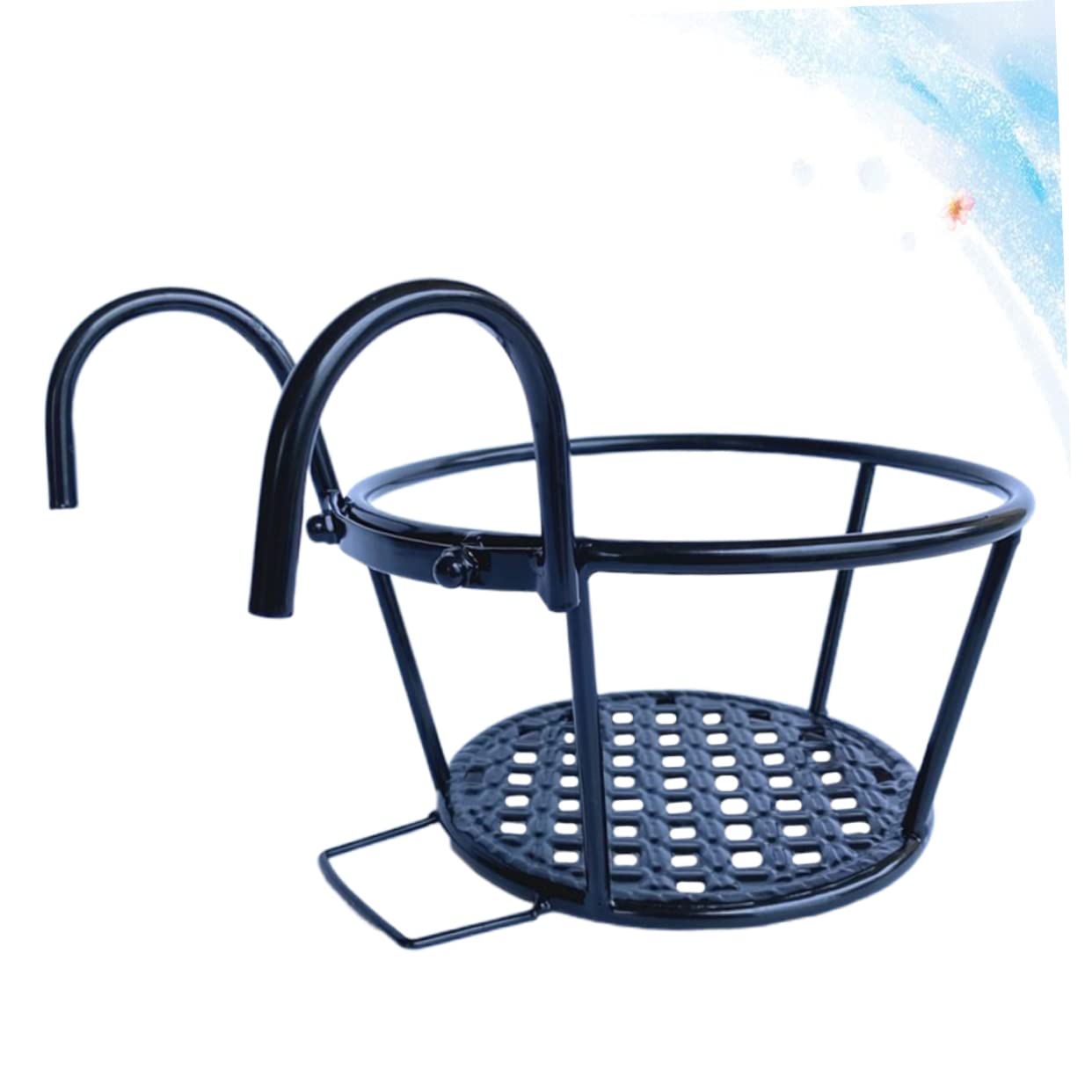 1 pieza soporte de maceta extraíble de hierro forjado estante colgante para balcón, jardín y terraza, soporte para plantas para macetas, negro