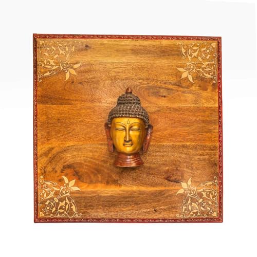 Indune Lifestyle Brass Buddha on Wooden Panel 24 x 24 inches Indune Lifestyle Brass Buddha on Wooden Panel 24 x 24 inches