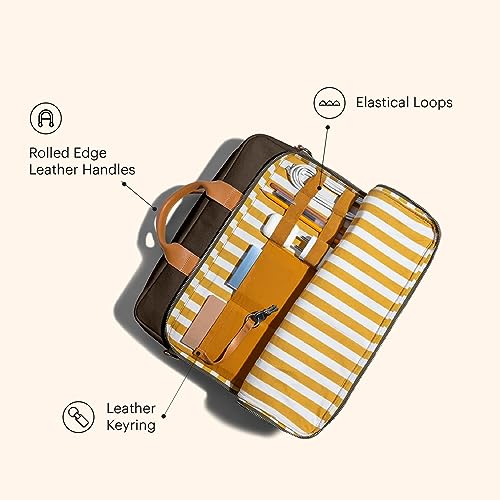 Image of DailyObjects 100% Cotton Canvas Commute Laptop Messenger Bag (19L) for Men & Women | Travel Shoulder With Trolley Sleeve | Metal Zip Closure | Leather Handles | Padded Laptop Compartment For 16 inch