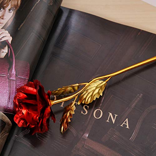 CHEN XIAOHUAHome Decor 24K Golden Foil Plated Decoration Rose Artificial Flower, Random Color Delivery