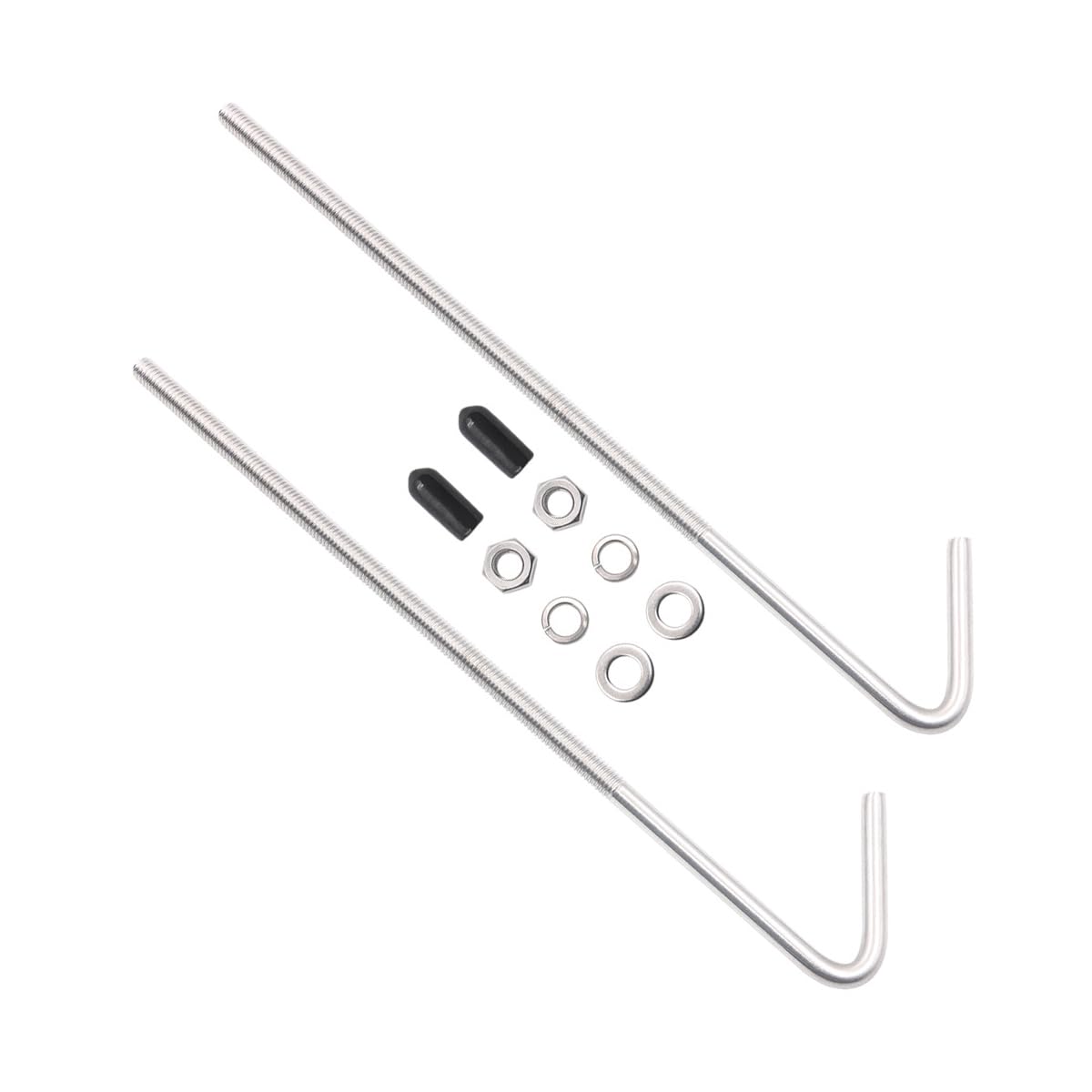 AICEL Battery Hold Down Bracket, 2 Pcs 8 Inch J Hook Battery Hold Down Bolts and 8 Pcs Parts, 18-8 Stainless Steel Universal J Bolt Holder, Support the Battery of Car Truck SUV. Car Accessories