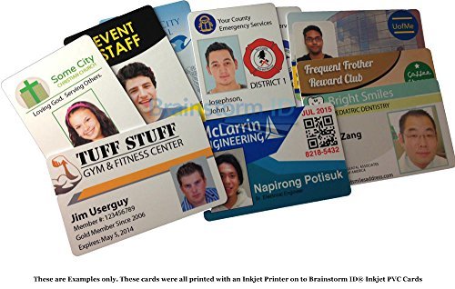 Inkjet PVC Cards with 1/2" HiCo Magnetic Stripes - Brainstorm ID's Enhanced Ink Receptive Coating, Waterproof & Double Sided Printing, For Epson & Canon Inkjet Printers (50 Inkjet Printable ID Cards)