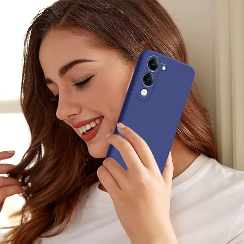Image of amazon basics Back Cover for Vivo T4 Lite /iQOO Z10 Lite 5G | Ultra Slim Soft Rubberised Case | Matte Silicone Flexible Mobile Case | Camera Protection - Blue