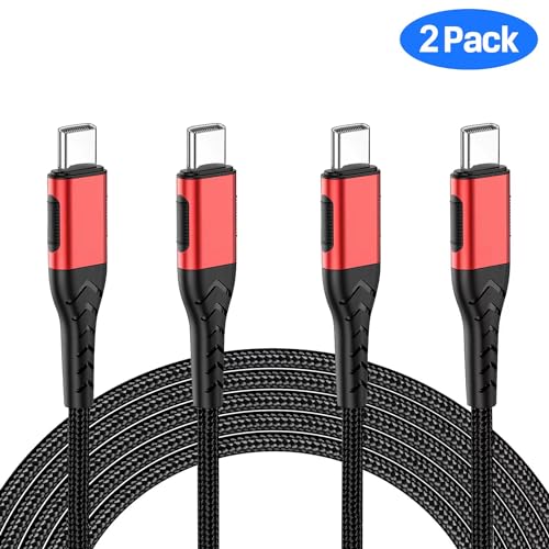 Image of Durcord 2Pack 10ft USB C to USB C Cable, 100W Fast Charging, Compatible with iPhone 15 Pro /Plus /Max, Android /Phone /Pad, Red