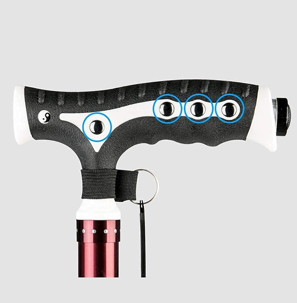 Bastón para Caminar para Hombres y Mujeres Mayores con muletas/Bastón telescópico/Bastón Ligero de aleación de Aluminio con Mango de Masaje magnético y Luces LED integrad