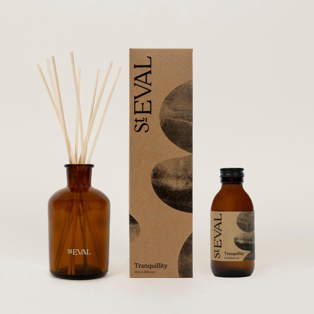 St Eval Orange Reed Diffuser Gift Set - Diffuser, Refill And Reeds | Refreshing Aromatic Room Scent | Made In Cornwall | Scented Oil Reed Diffuser Refill | Ideal For Home And Office (Tranquility)