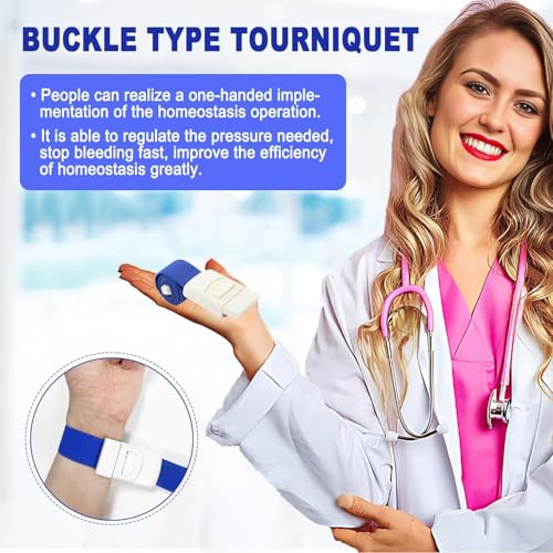 Image of Premium Elastic Medical Tourniquet Belt with Buccal /High Elasticity for Blood Collection - Adjustable, Quick-Release for Blood Collection & Emergency First Aid. (blue, Pack Of 4)