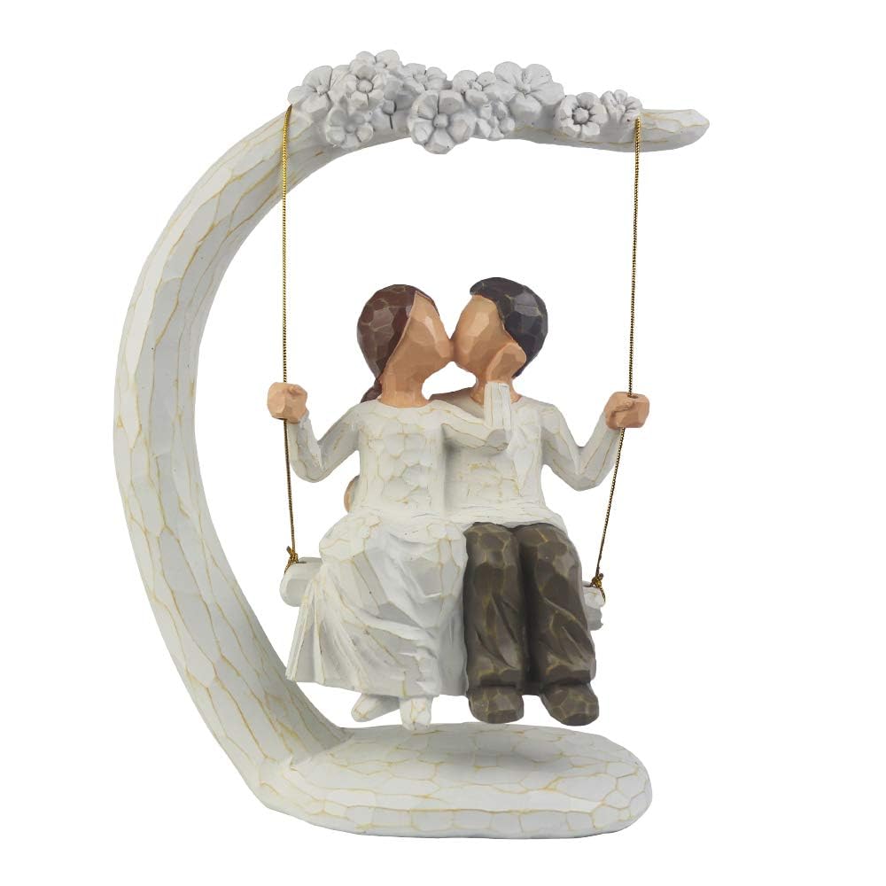 jinhuoba Romantic Wedding Couple Figurines, Hand Painted Loving Together Sculpture, Best Valentine Marriage Anniversary Weddings Engagement Gifts for Couple Wife Women Her