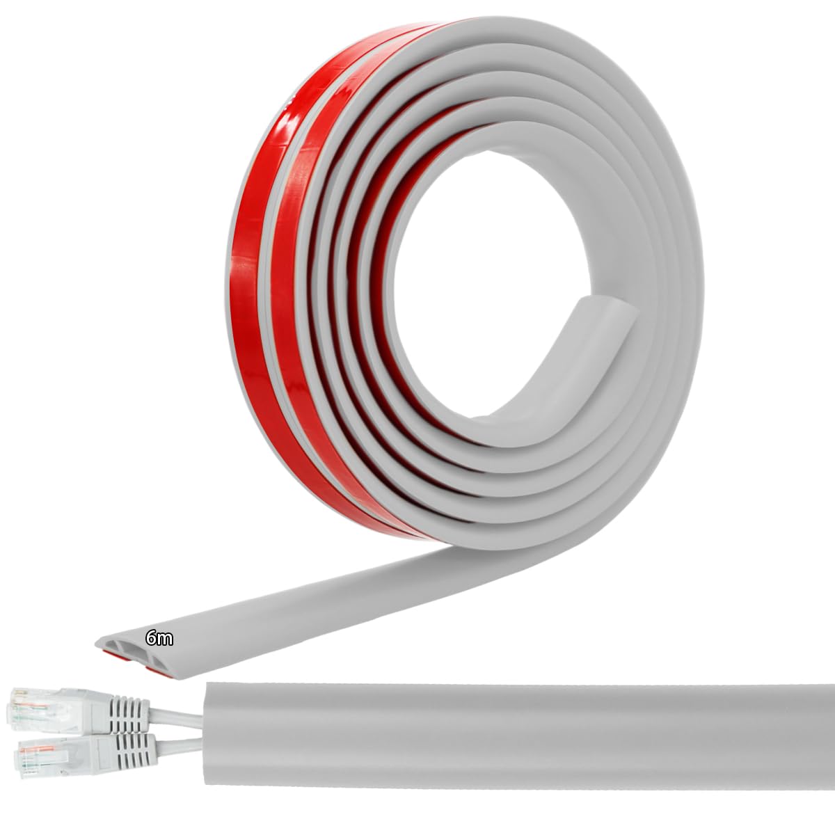 JAHOMFAI Self Adhesive Floor Cable Protector Wire Cover for Cables 6m floor cord covers for Office Home Factories Garages Flexible Cords Hider on Floor Wall