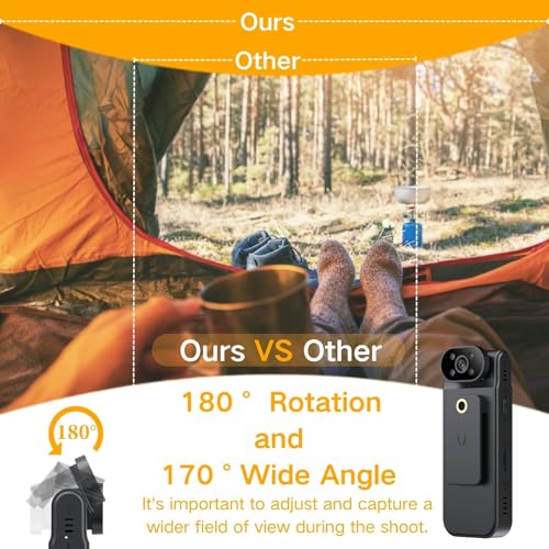 image for Lisiearoo 4K HD Body Camera Video Recorder with 180° Rotation Lens an