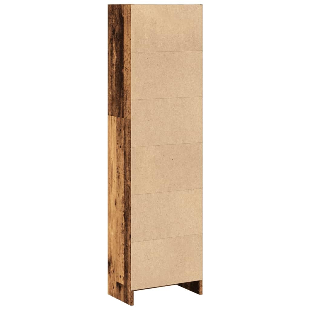 Libreria effetto legno anticato, 40 x 24 x 143 cm, in legno, sottile, alta, con sistema di scaffali aperti, per soggiorno, ufficio, cameretta dei bambini e studio