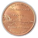 Civil War Monitor vs Virginia Commemorative 1 oz Pure .999 Copper Round Collectible Coin in Capsule