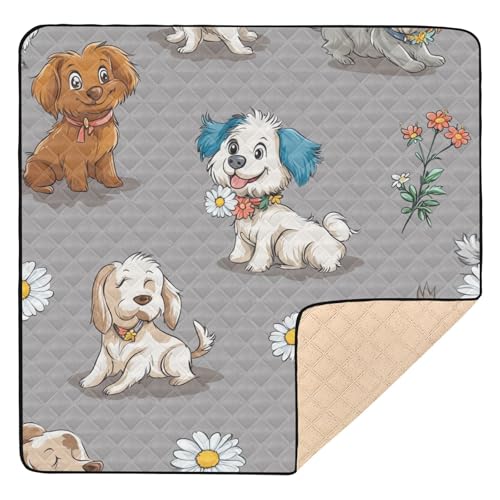 Kigai Cute Dogs Baby Play Mat for Floor and Playpen 50x50 inch Non-Slip Baby Activity Playmat Waterproof Foldable Crawling Mat for Infants Toddlers