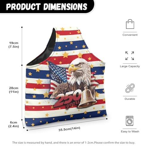Image of ZUXONGSY America250 Yarn Tote Bags for Crocheting Lightweight 250th Patriotic Eagle Yarn Storage Organizer Knitting Project Bag for on The Go Travel July 4th 2026
