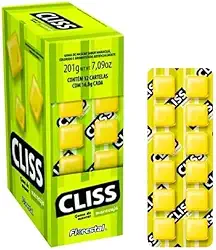 Cliss Chiclete Sabor Maracujá, 12 Cartelas com 12 Unidades, Total 144 Chicletes