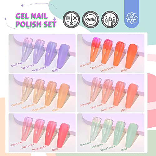 Saviland 33Pcs Jelly Gel Nail Polish Set, Sheer Red Pink White Nudes Gel Polish Translucent Colors U V Led Soak Off Nail Polish Kit Home Diy Manicure Nail Salon, Gifts For Women #TOP1