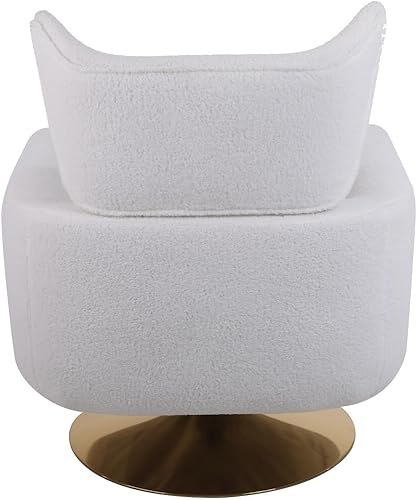 Miniatura 5 de Silla decorativa, silla giratoria con almohada ancha tapizada y base dorada, silla clásica de barril de mediados de siglo, silla giratoria de 360