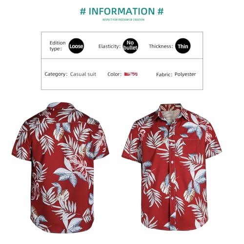 Sumolux Mens Hawaiian Shirts Floral Button Down Tropical Holiday Beach Shirts4