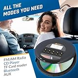 KLIM Nomad - Portable CD Player with Long-Lasting Battery - with Headphones - Radio FM - Compatible MP3 CD Player Portable - TF Card Radio FM Bluetooth - Ideal for Cars - Or - Image 3