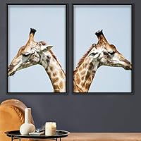 2 Piece Framed Canvas Wall Art Giraffes Canvas Prints Home Artwork Decoration for Living Room,Bedroom - 16