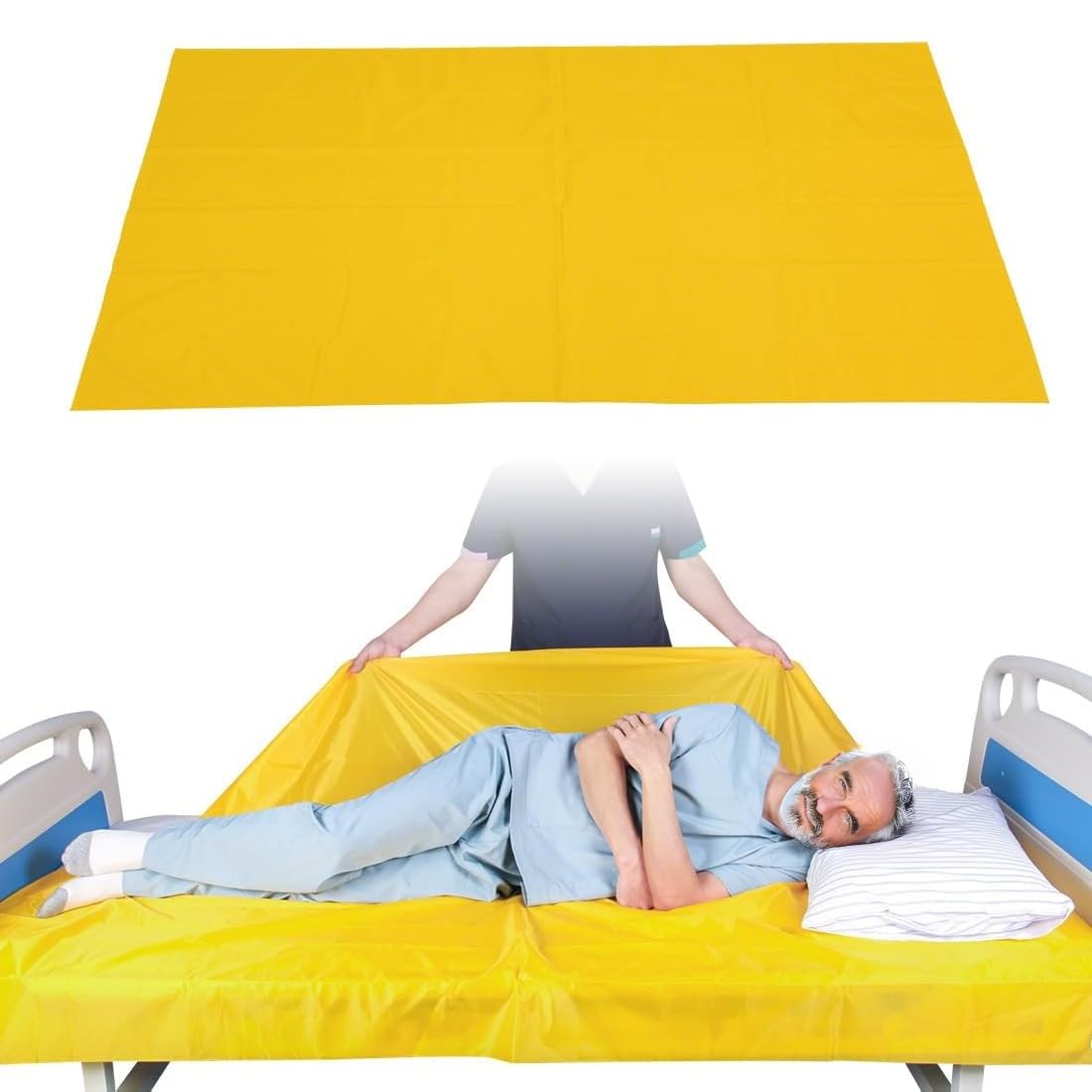 Patient Transfer Slide Sheet Transfer Draw Sheet for Patient in-Bed Transfer and Repositioning Easy Apply and Use (Yellow-Flat 56 * 78 Inches)
