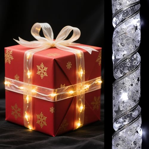 Ruban lumineux LED argent 1m pour sapin de Noël féerique