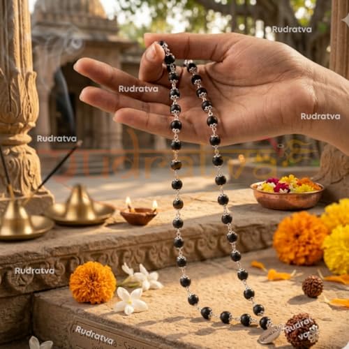 Image of Original Karungali Mala with 7 Mukhi Rudraksha Pendant & Karungali Bracelet Combo | 8mm 54+1 Beads | Lab Certified | Ebony Wood Spiritual Set for Positivity, Protection & Meditation | Unisex