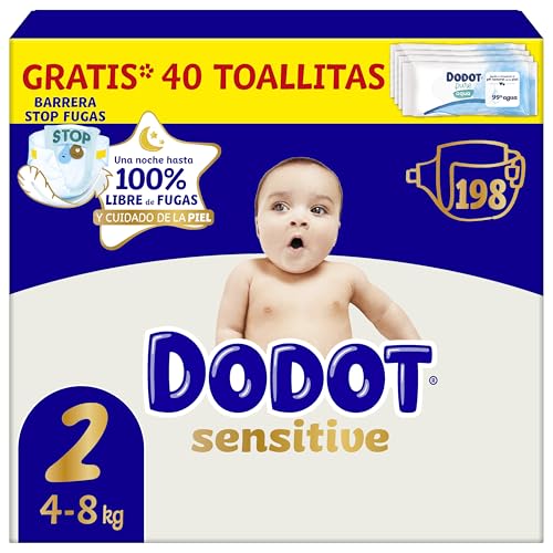 Dodot Pañales Bebé Sensitive, Talla 2 (4-8 kg), 198...