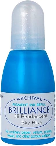 Miniatura 10 de Tsukineko Tinta pigmentaria Brilliance de 20 cc, almohadillas de tinta brillantes y gotas de rocío, Starlite Silver