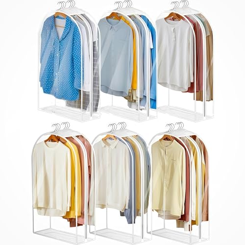 Maylmc 6 Pack Clear Garment Bags for Hanging Clothes 10”Gusseted, Suit Bags for Closet Storage, Hanging Plastic Clothes Cover for Coat, Dress, Fur, Shirt（24x10x40In）