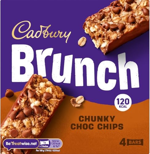 Cadbury Brunch Chunky Choc Chip Cereal Bars 4 x 28 g (Pack of 1)