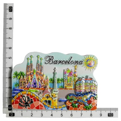 Imán de nevera 3D decorativo España Barcelona 8.5x5.5 cm miniatura 5