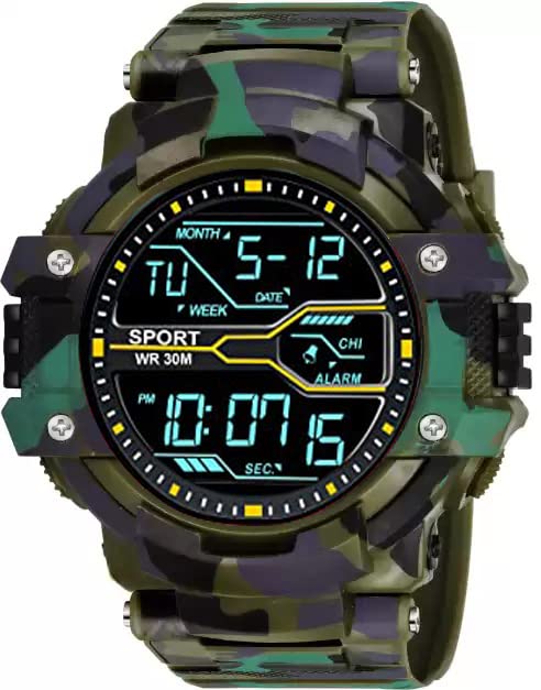 AcnosBrand Digital Boy's Watch (Black Dial, Multi Strap) Watch Shockproof Multi-Functional Automatic Army Waterproof Digital Sports Watch for Men's Kids Watch for Boys Watch for Men Pack of 2, Green