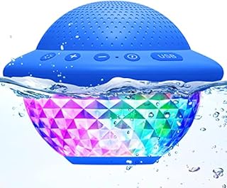 Floating Pool Speaker with Colorful LED Lights, IPX7 Waterproof Hot Tub Bluetooth Speakers, 10W Stereo Loud Sound, Built-in Mic,Bluetooth 5.3 Portable Wireless Speaker for Shower Bathtub Outdoor Swim
