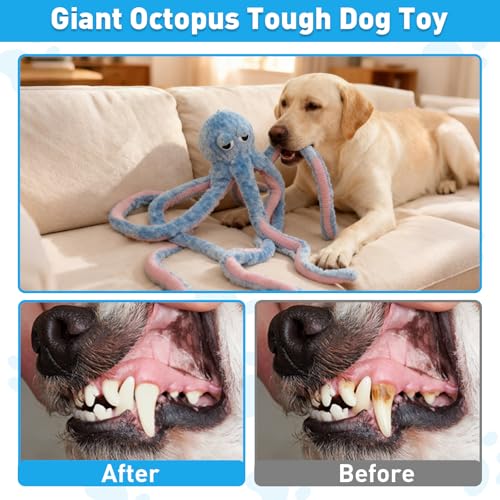 Jouet interactif à mâcher pour chiens de taille moyenne et grande pieuvre - 5