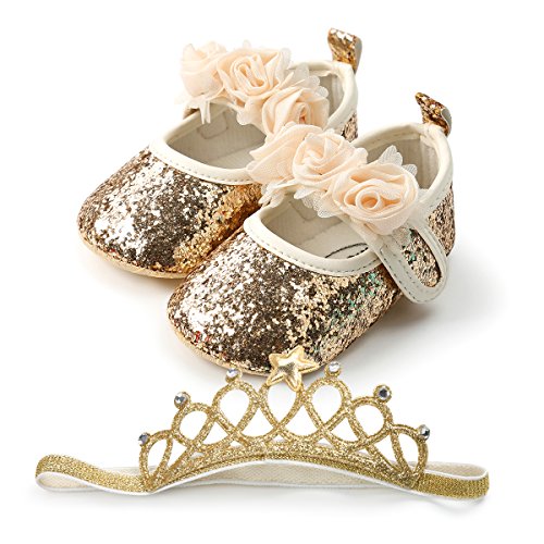 OhwawadiInfant Baby Girl Shoes Baby Mary Jane Flats Princess Wedding Dress Shoes Crib Shoe for Newborns, Infants, Babies, and Toddlers