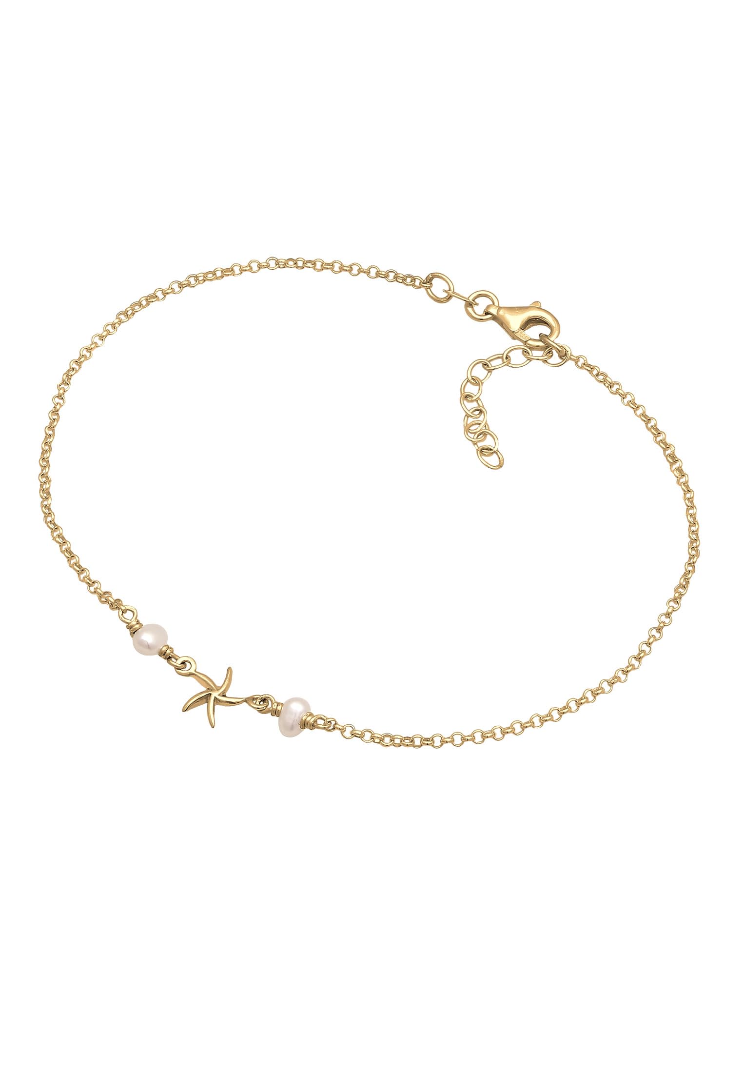 Elli Fußschmuck Fußschmuck Damen Fußkettchen Seestern Perle Beach in 925 Sterling Silber vergoldet