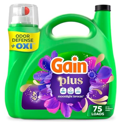 Gain Plus Liquid Laundry Detergent, Cleaner, Fresher, Now with Oxi, Moonlight Breeze Scent, 99 fl oz, 75 Loads