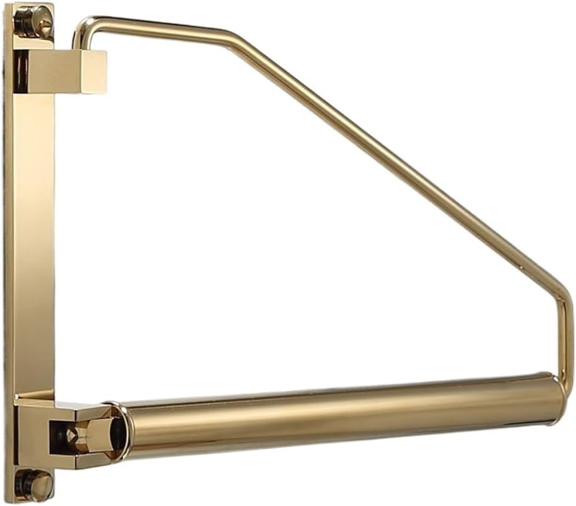 Compatible for Bathroom Tuqiu Wall Clothing Hanger Holder, Folding Clothes Drying Rack, Brass Gold Clothing Hanger Organizer Rack(Gold one pcs)