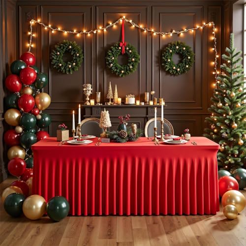 Nappe de Table Rectangle rouge étanche pour repas de Noël