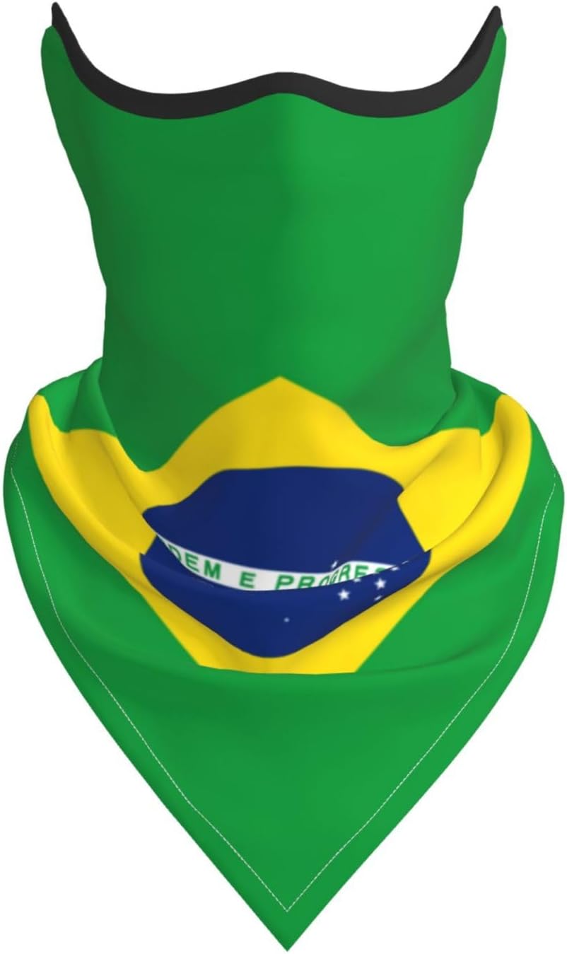 Protection Neck Gaiter Face Cover Brazilian flag Balaclava Scarf Mask, Windproof Breathable Sun Shield for Men Women, Skiing Hiking Cycling Outdoor Sports