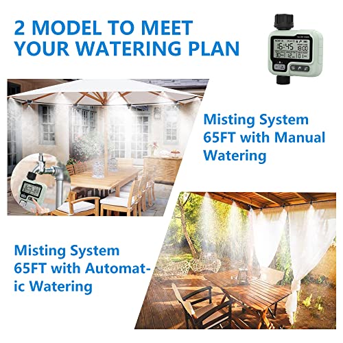 Automatic Outdoor Mister System for Outside Patio,Smart Misting Cooling System 65FT with Timer, Control Water Mist Hose for Backyard,Garden, Drip Irrigation,Greenhouse,Deck,Canopy,Pool,Porch,Gazebo - Thumbnail 3