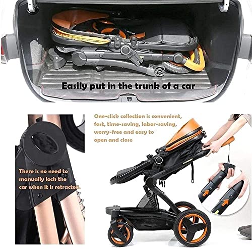 3-in-1 kinderwagenwagen Opvouwbare luxe kinderwagen wandelwagen Schokabsorberende veren High View kinderwagen… - Afbeelding 7