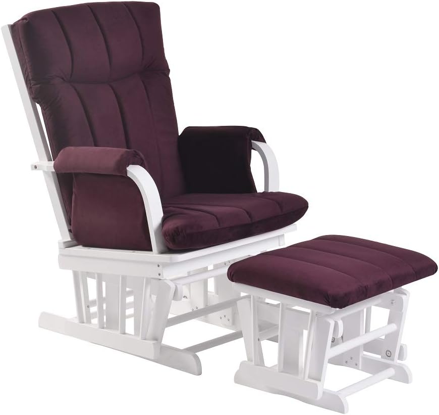 Artiva USAHome Deluxe Microfiber Wood Glider with Ottoman Set