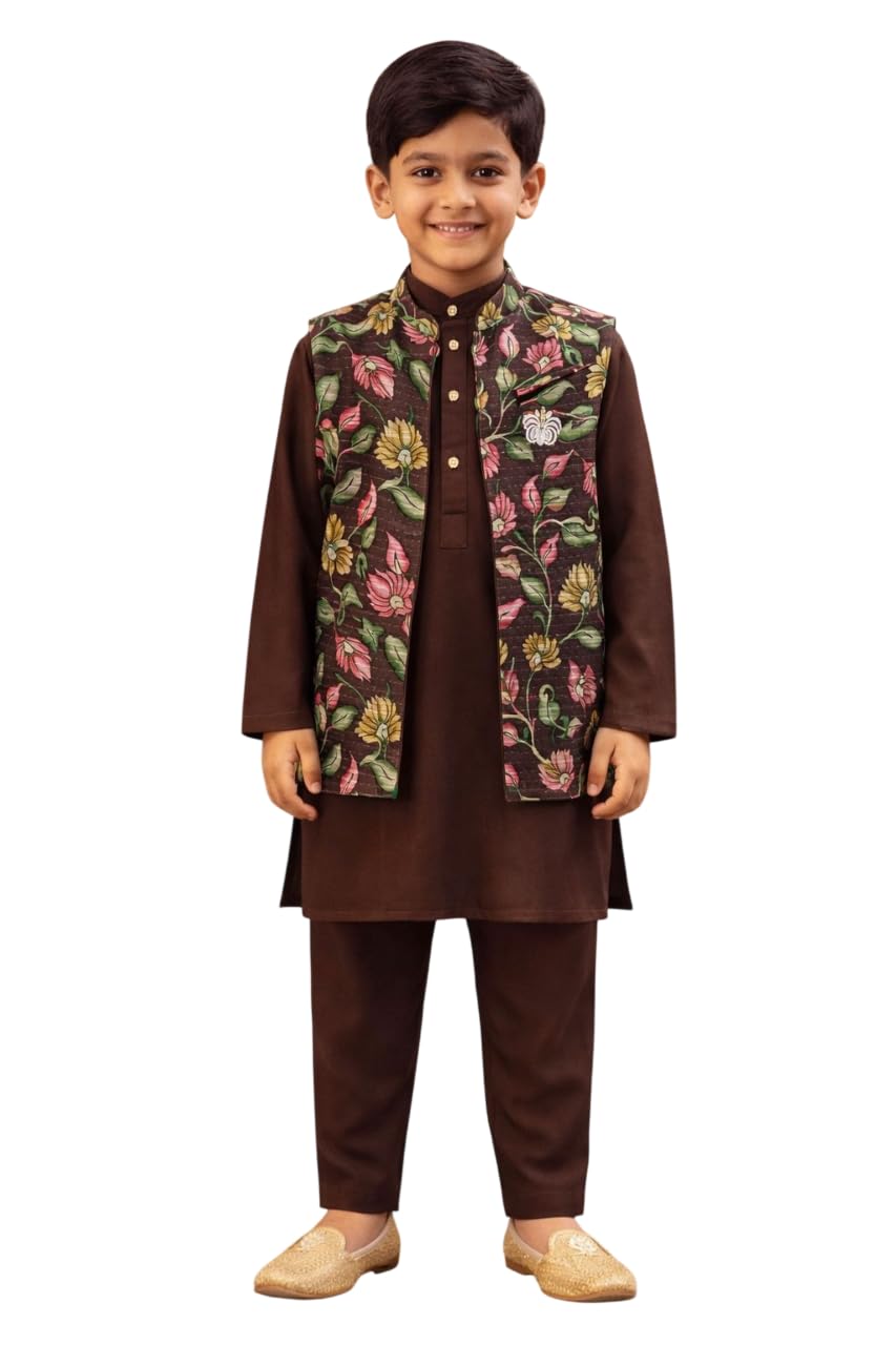 Boys Kurta With Pyjamas & Jacket-image-27