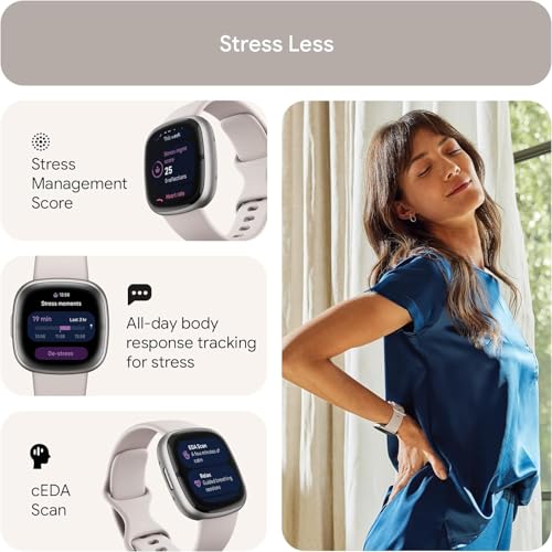 Image of Fitbit Sense 2 Advanced Health and Fitness Smartwatch - Blue Mist /Pale Gold